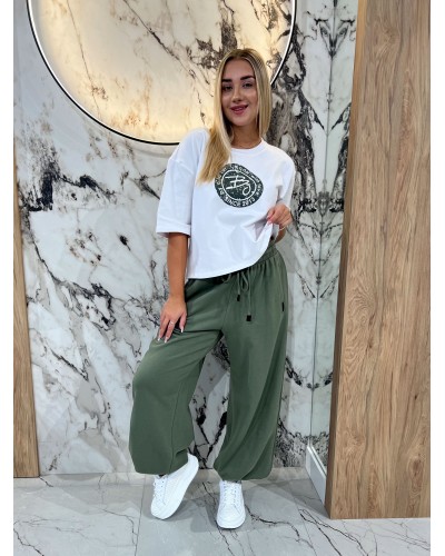 T-Shirt pudełko z okrągłym logo by o la la...! biały z matcha