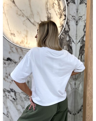 T-Shirt pudełko z okrągłym logo by o la la...! biały z matcha