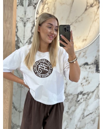 T-Shirt pudełko z okrągłym logo by o la la...! śmietana z chocomus