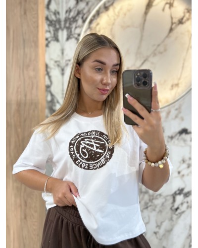 T-Shirt pudełko z okrągłym logo by o la la...! śmietana z chocomus