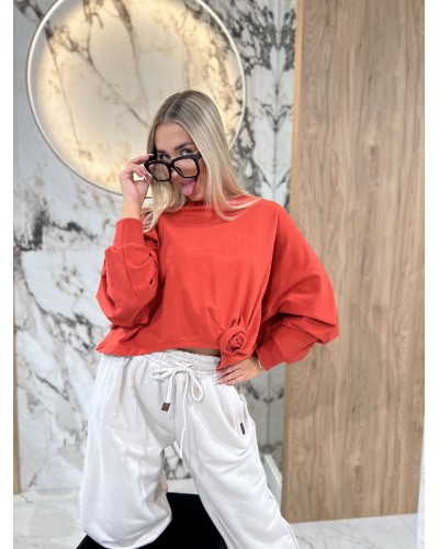 Bluza asymetryczna z różą By o la la...! terracotta
