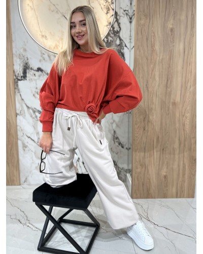 Bluza asymetryczna z różą By o la la...! terracotta