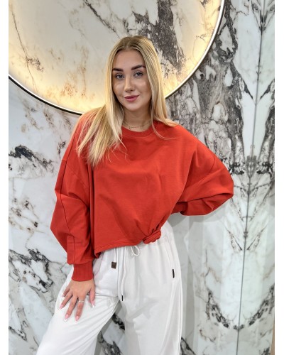 Bluza asymetryczna z różą By o la la...! terracotta