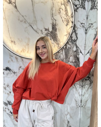 Bluza asymetryczna z różą By o la la...! terracotta