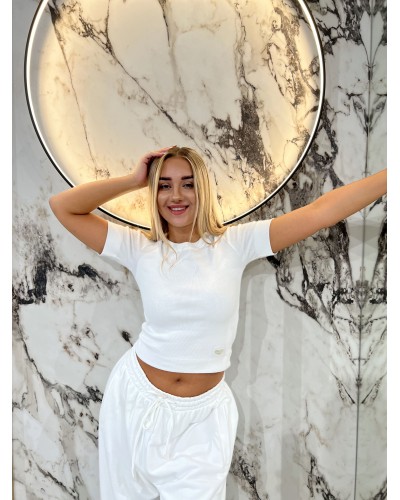 Top krótki serduszko By o la la...! śmietanowy