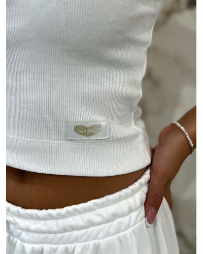 Top krótki serduszko By o la la...! śmietanowy