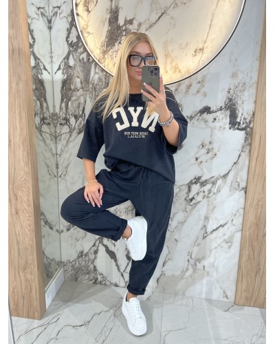 T-shirt NYC By o la la...! czarny z beżem