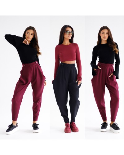 Spodnie z wycięciami By o la la...! merlot