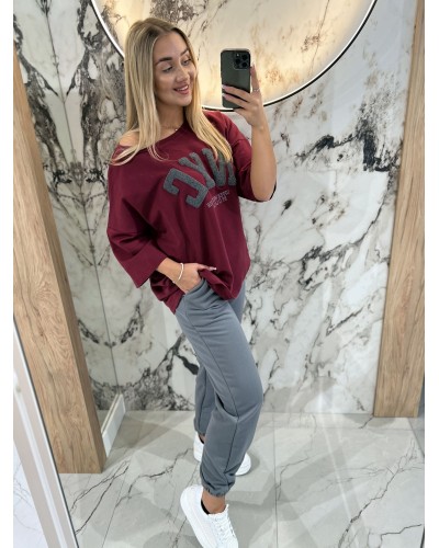 T-shirt NYC By o la la...! merlot z grafitem