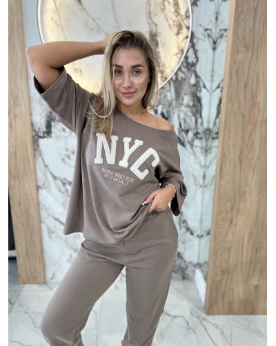 T-shirt NYC By o la la...! stone z beżem
