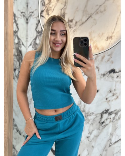 Krótka bokserka prążkowana By o la la...! petrol