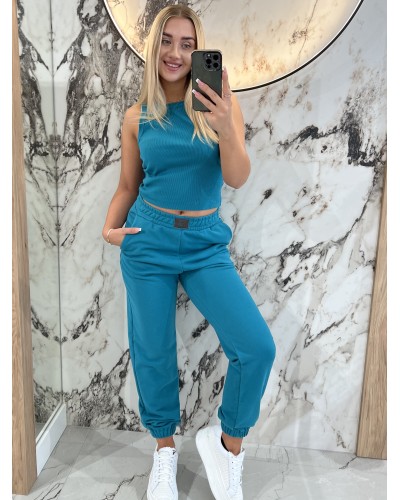 Krótka bokserka prążkowana By o la la...! petrol