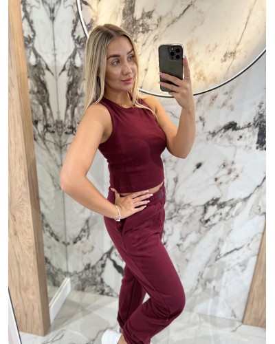 Krótka bokserka prążkowana By o la la...! merlot