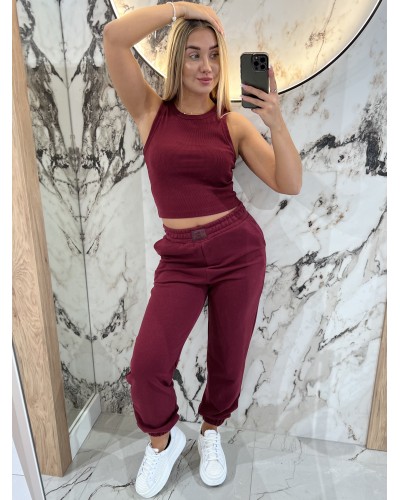 Krótka bokserka prążkowana By o la la...! merlot