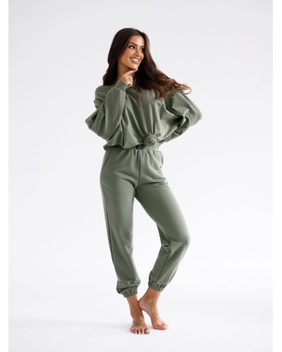 Bluza asymetryczna z różą By o la la...! matcha