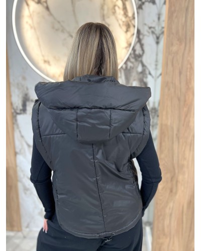 Kamizelka pudełkowa z kapturem By o la la...! czarna