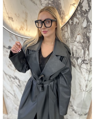 Płaszcz z ekoskóry By o la la...! czarny