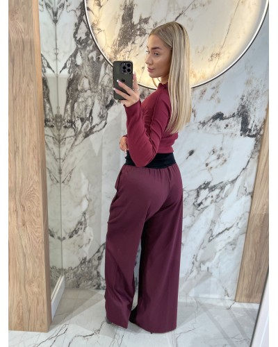 Spodnie materiałowe z szeroką gumką By o la la...! merlot