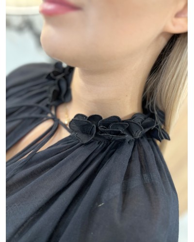 Koszula z guzikami i ozdobną stójką By o la la...! czarna