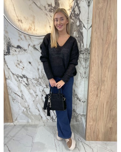 Sweter w szpic By o la la...! czarny