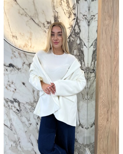 Marynarka oversize jodełka By o la la...! śmietankowa