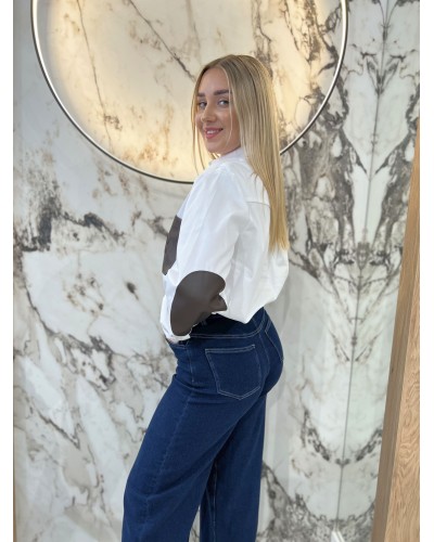 Koszula z łatkami By o la la...! biała z chocomus