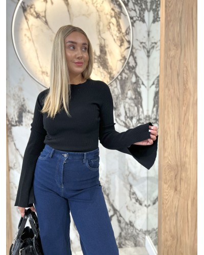 Cienki sweterek prążkowany By o la la...! czarny