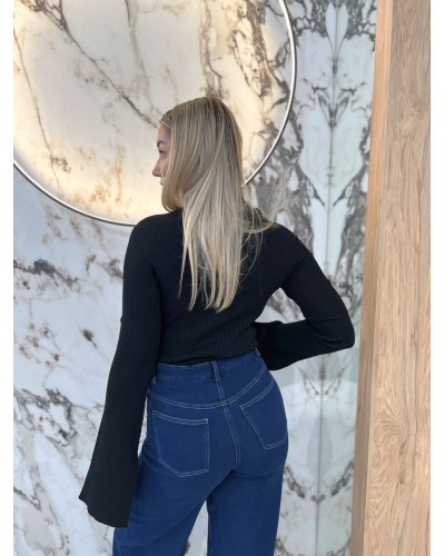 Cienki sweterek prążkowany By o la la...! czarny