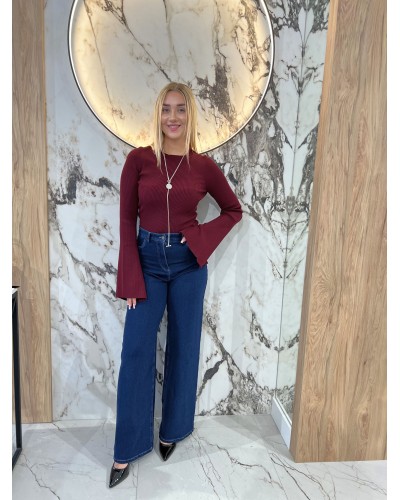 Cienki sweterek prążkowany By o la la...! merlot