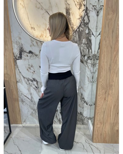 Spodnie materiałowe z szeroką gumką By o la la...! grafit