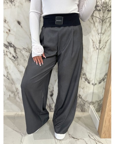 Spodnie materiałowe z szeroką gumką By o la la...! grafit