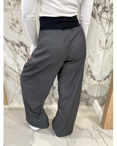 Spodnie materiałowe z szeroką gumką By o la la...! grafit