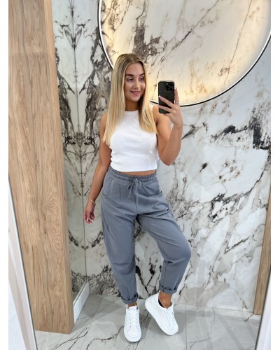 Spodnie dresowe troczki By o la la...! grafitowe