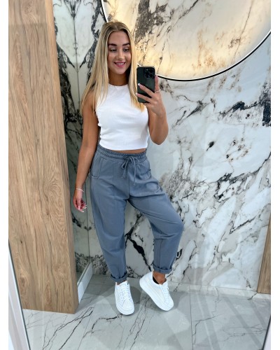 Spodnie dresowe troczki By o la la...! grafitowe