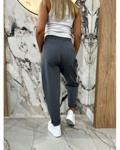 Spodnie dresowe troczki By o la la...! grafitowe