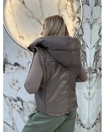 Kamizelka pudełkowa z kapturem By o la la...! stone