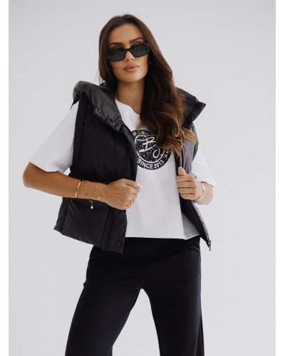 Kamizelka pudełkowa z kapturem By o la la...! czarna