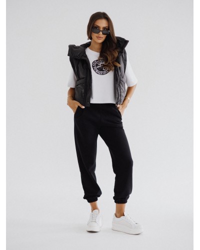 Kamizelka pudełkowa z kapturem By o la la...! czarna