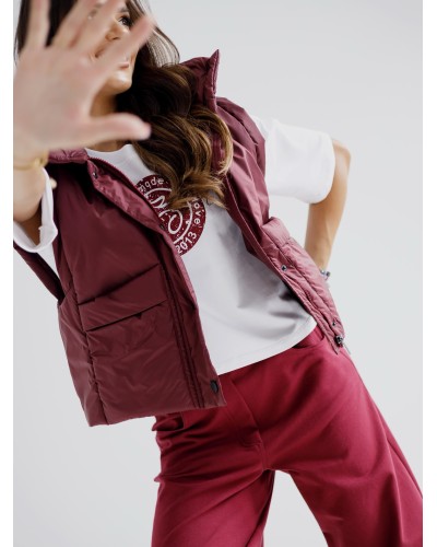 Kamizelka pudełkowa z kapturem By o la la...! merlot