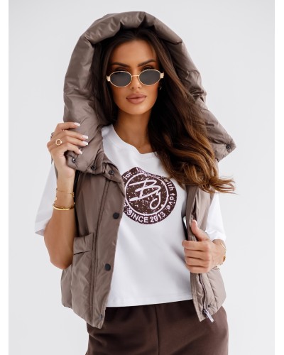 Kamizelka pudełkowa z kapturem By o la la...! stone