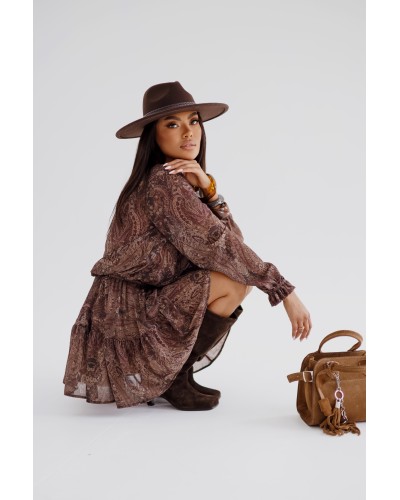 Sukienka wzorzysta By o la la...! beżowa z chocomus