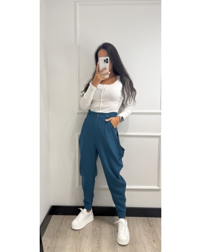 Spodnie z wycięciami By o la la...! petrol