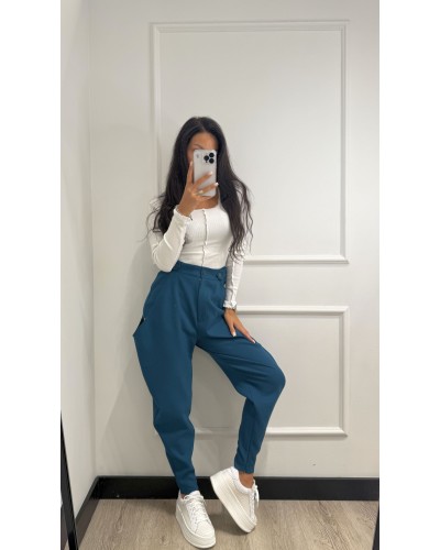 Spodnie z wycięciami By o la la...! petrol