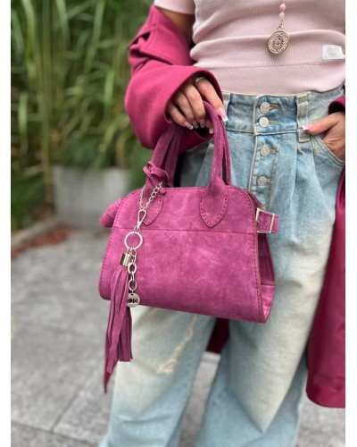 Torebka kuferek ze skóry zamszowej By o la la...! merlot