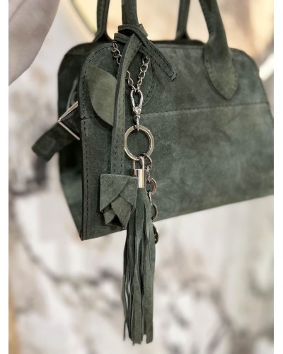 Torebka kuferek ze skóry zamszowej By o la la...! matcha