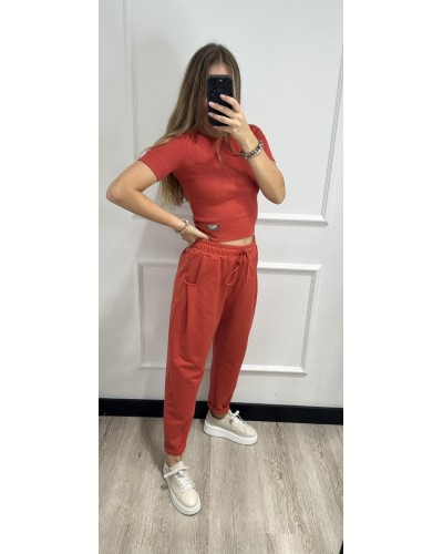Spodnie dresowe troczki By o la la...! terracotta