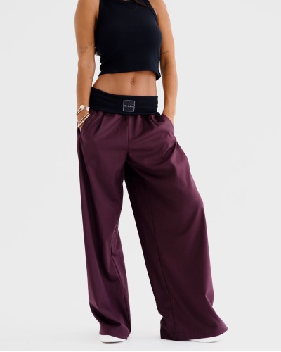 Spodnie materiałowe z szeroką gumką By o la la...! merlot