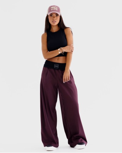 Spodnie materiałowe z szeroką gumką By o la la...! merlot