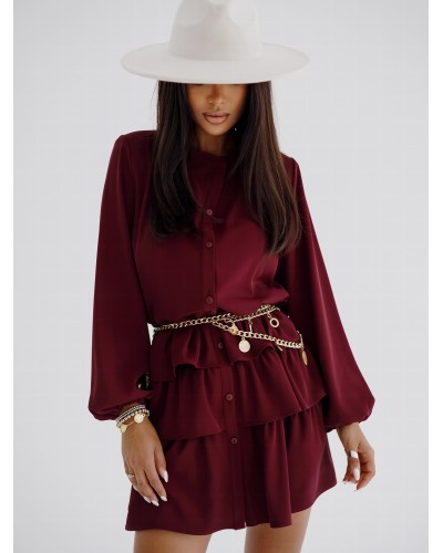 Sukienka z falbanami By o la la...! merlot