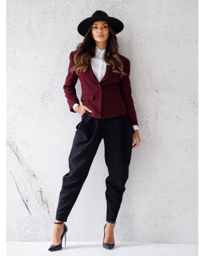 Marynarka materiałowa taliowana By o la la...! merlot